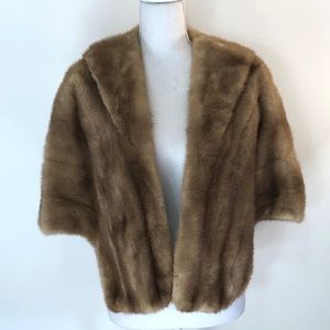 Klein Furs Vintage Real Mink Fur Stole Cape